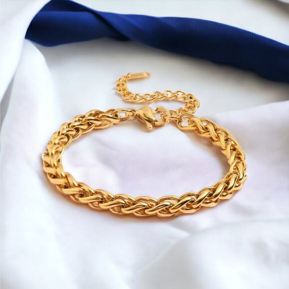 None Jewelry - NEW 18K yellow gold plated chunky chain bracelet jewelry B20B